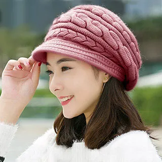 【幸福揚邑】麻花針織毛線帽防風保暖加絨貝蕾帽兔毛帽-灰 歷史價格詳細信息