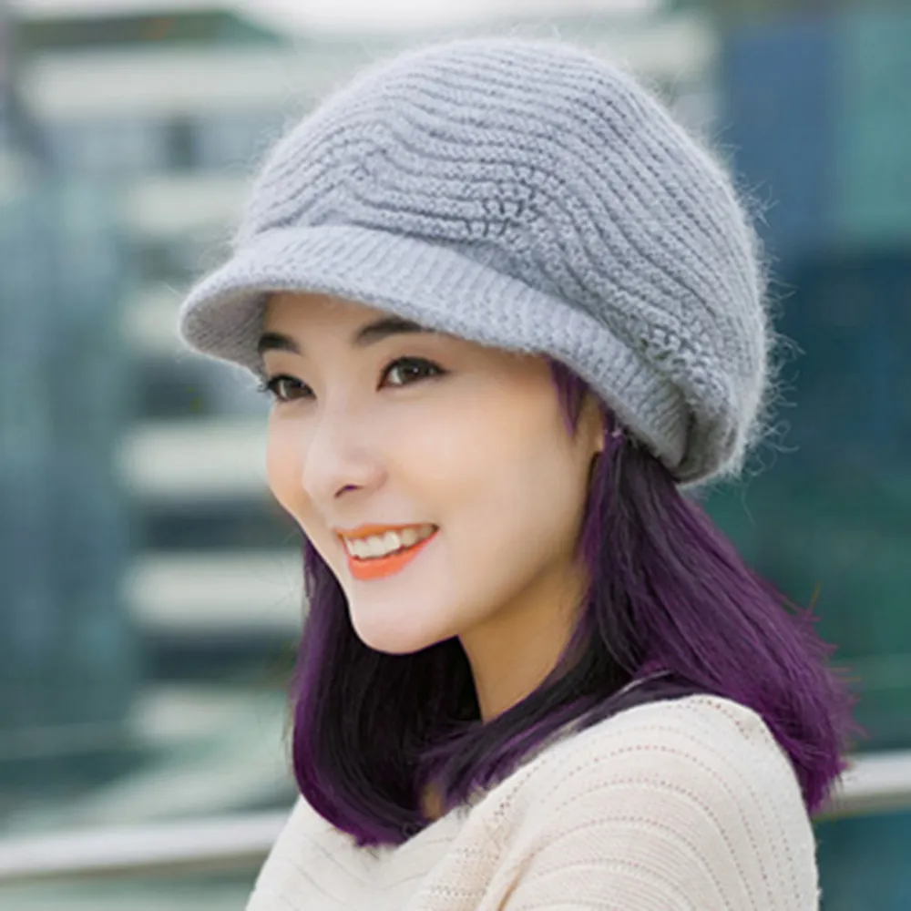 【幸福揚邑】雙層保暖護耳小顏針織鴨舌貝蕾帽小臉兔毛線帽-粉紅 歷史價格詳細信息