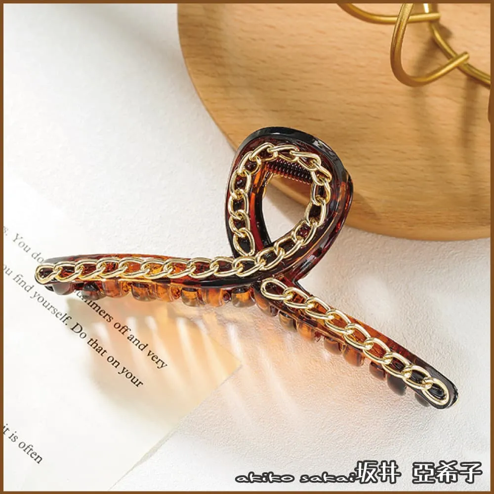 『坂井.亞希子』日系潮流時尚金屬鍊條造型髮抓夾 歷史價格詳細信息