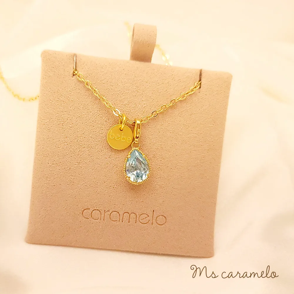 【焦糖小姐 Ms caramelo】藍水晶項鍊 10月誕生石 (K黃款) 歷史價格詳細信息