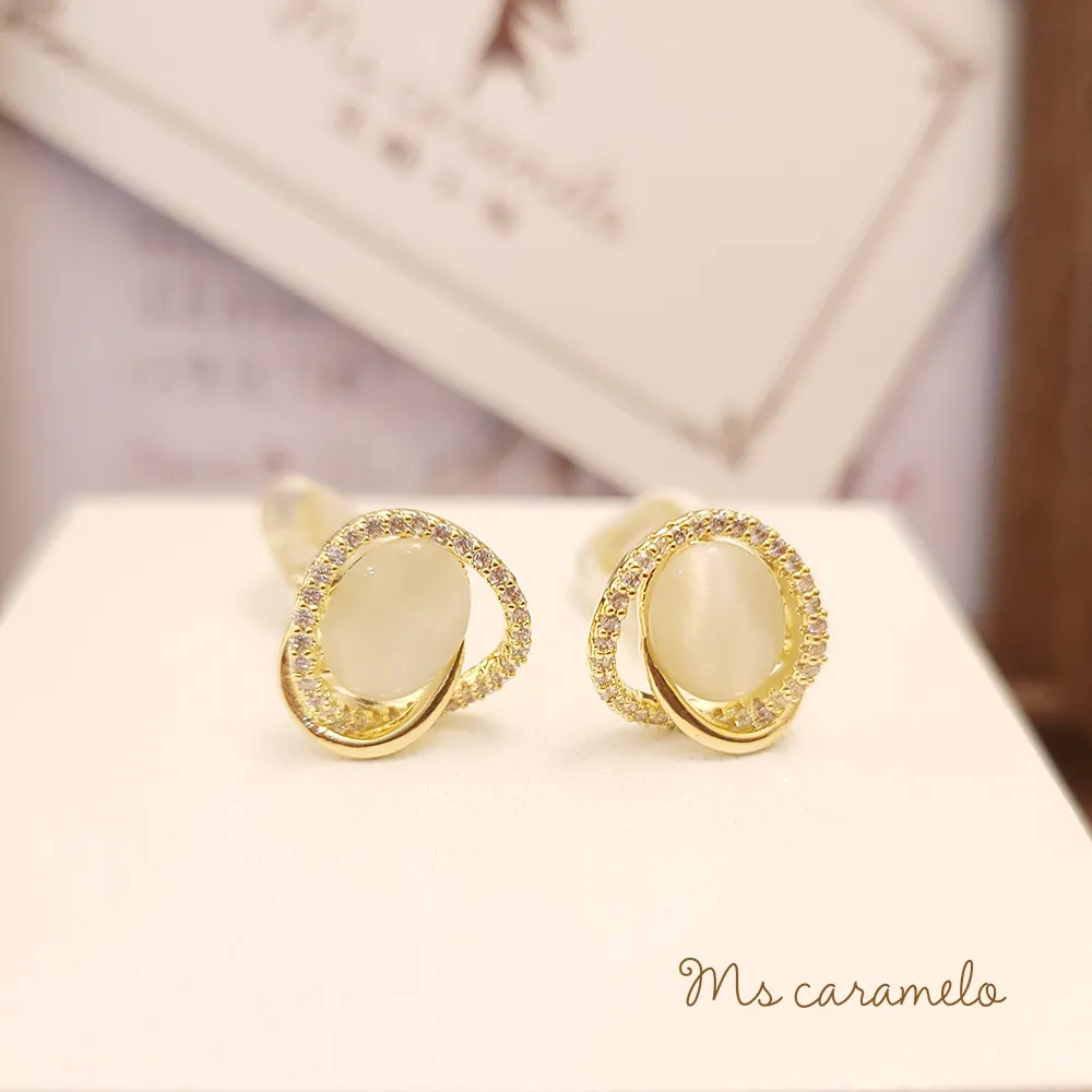 小熊 貓眼耳釘 裸石完美 18k金鑲嵌 磨砂工藝 翡翠 飾品 收藏【二手】【廣聚堂】-1538 歷史價格詳細信息