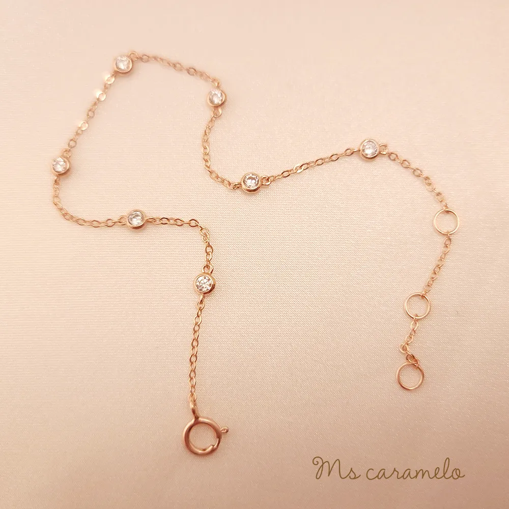 【焦糖小姐 Ms caramelo】925純銀鍍18K白(鋯石手鍊 愛心手鍊) 歷史價格詳細信息