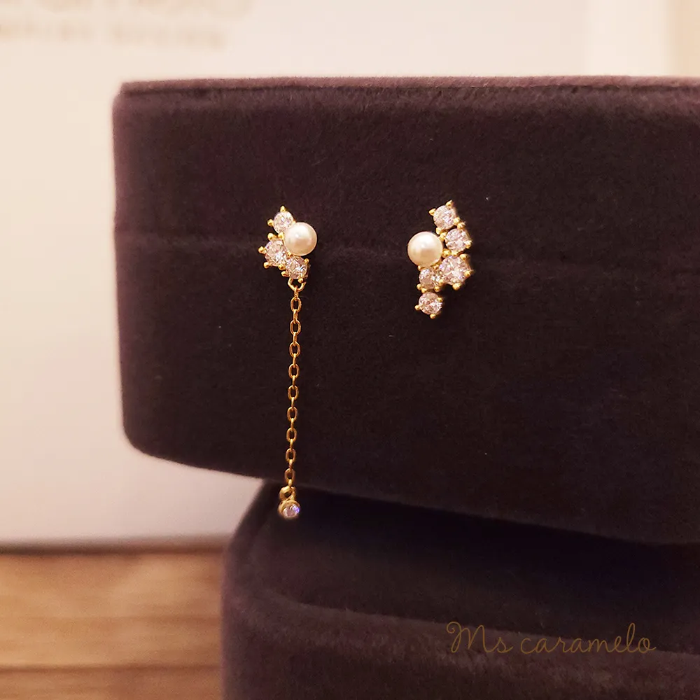 【焦糖小姐 Ms caramelo】925純銀 貝珠耳環 鋯石耳環 歷史價格詳細信息