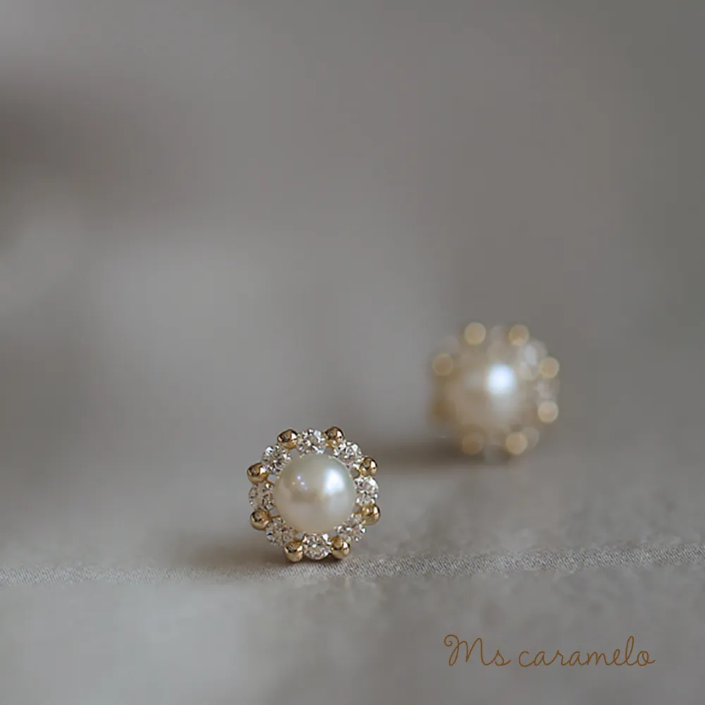 【焦糖小姐 Ms caramelo】925純銀 貝珠耳環 鋯石耳環 歷史價格詳細信息