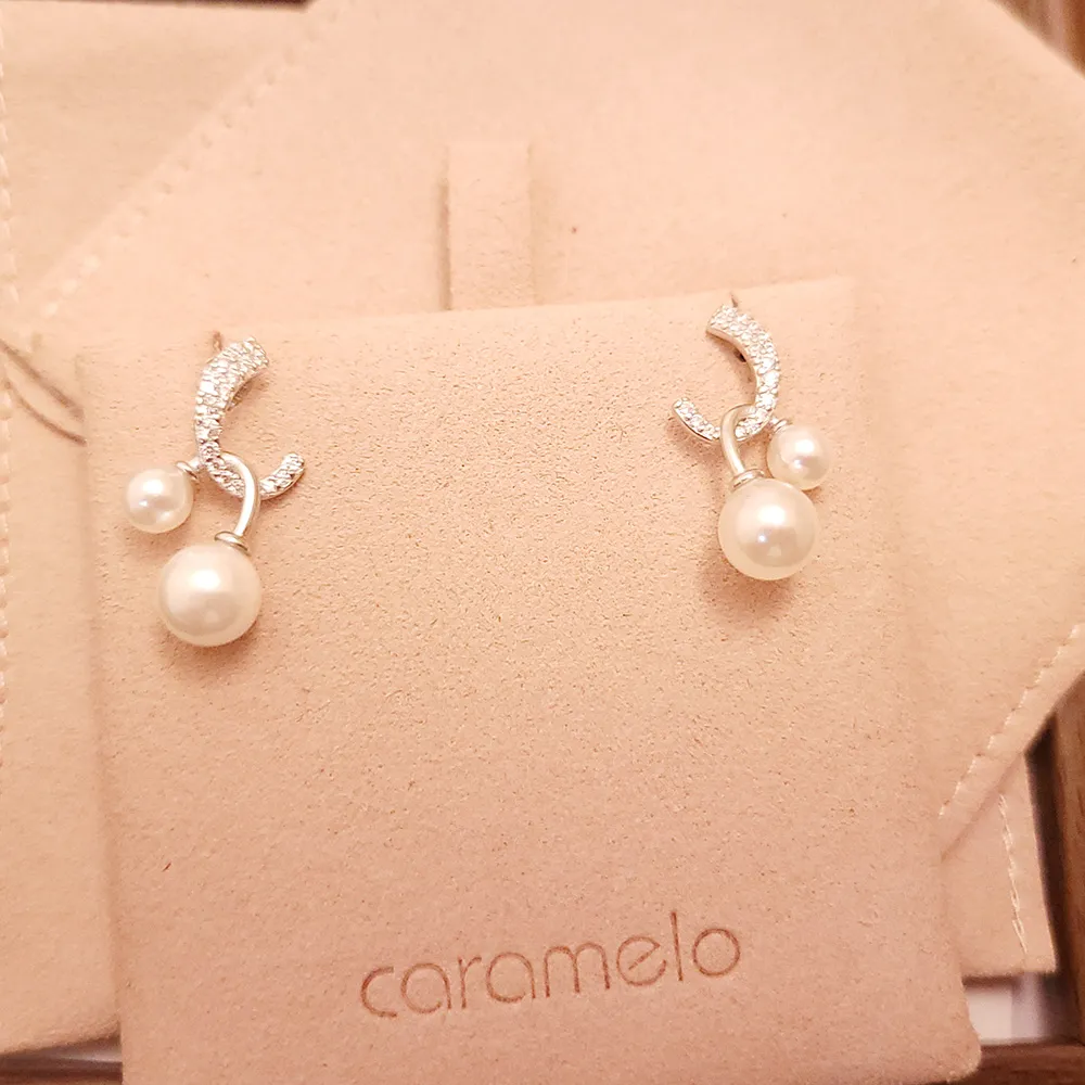 【焦糖小姐 Ms caramelo】925純銀 貝珠耳環 鋯石耳環 歷史價格詳細信息