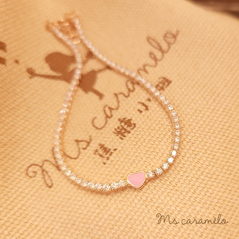 【焦糖小姐 Ms caramelo】925純銀鍍18K白(鋯石手鍊 愛心手鍊) 歷史價格詳細信息