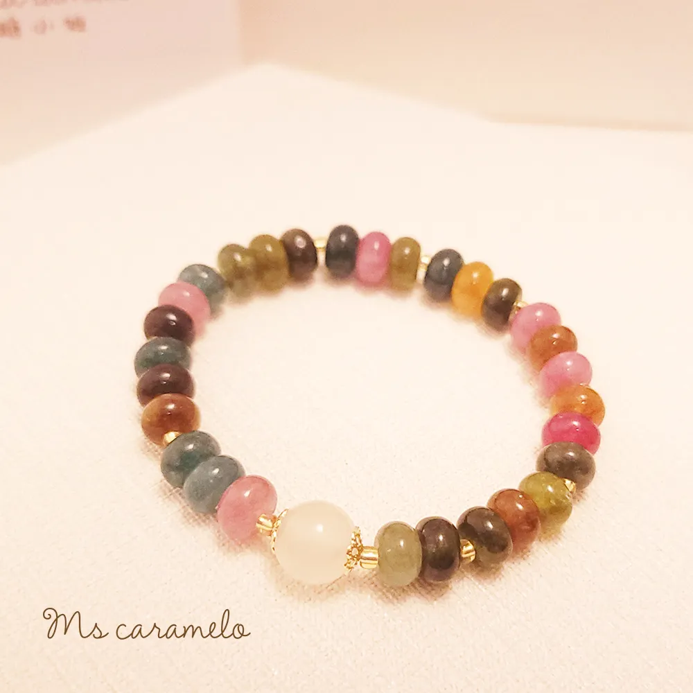 【焦糖小姐 Ms caramelo】瑪瑙 和田玉 粉紅水晶手鍊 歷史價格詳細信息