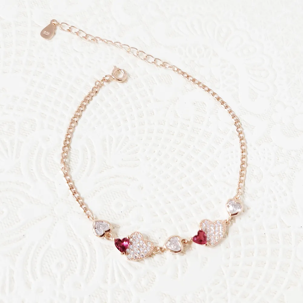 【焦糖小姐 Ms caramelo】愛心粉紅寶石手鍊 歷史價格詳細信息