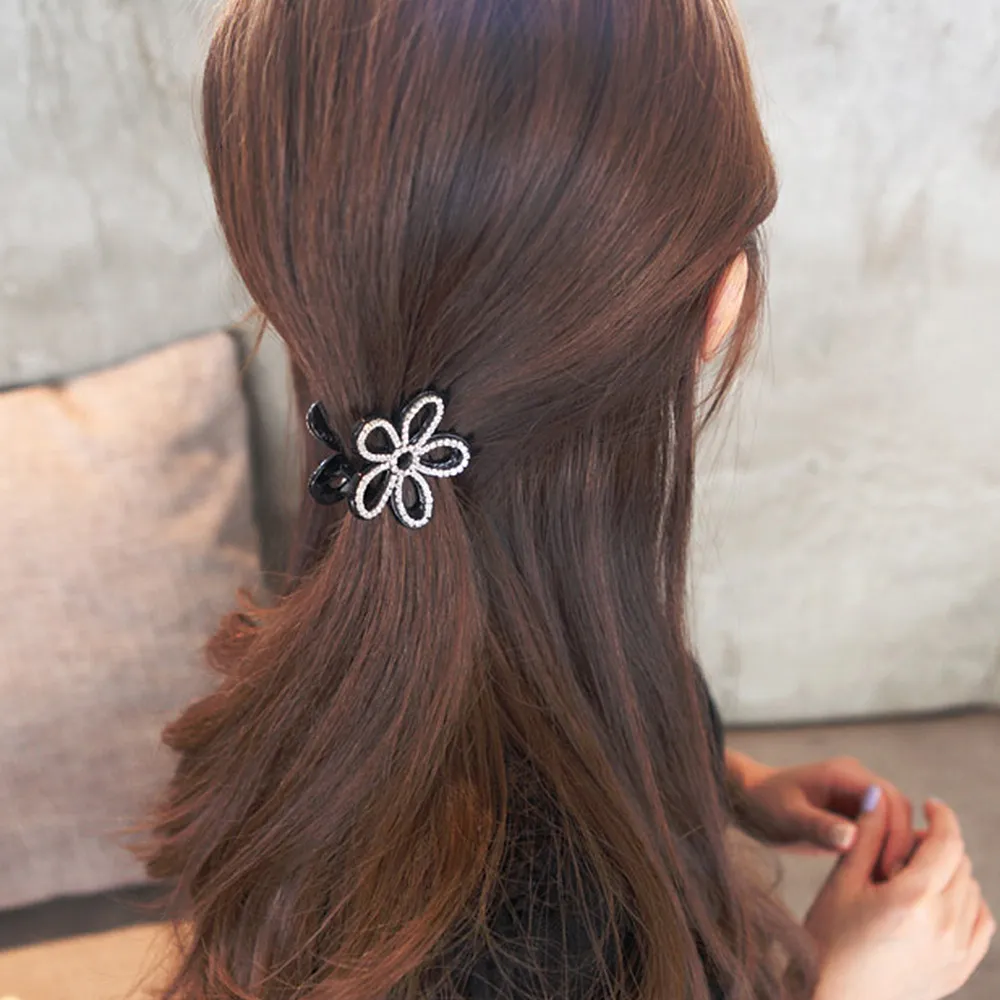 韓國鑲鑽髮夾水鑽髮夾彈簧半夾馬尾卡子中號一字夾簡約後腦勺髮飾 歷史價格詳細信息