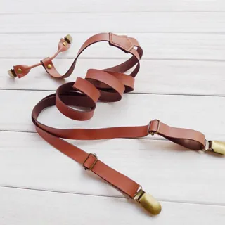 【拉福】四夾1.7cm牛皮背帶西裝吊帶(三色 可選色) 歷史價格詳細信息