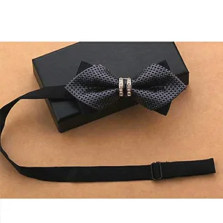 【拉福】高檔尖角有鑽領結新郎結婚領結糾糾 (灰) 歷史價格詳細信息