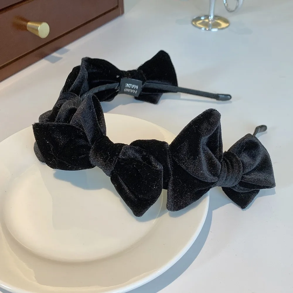 vivi 韓國新款絨布蝴蝶結髮箍-黑色 歷史價格詳細信息