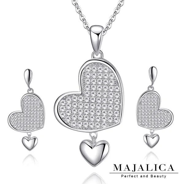 Majalica 純銀耳環項鍊套組 高貴典雅 擬真鑽 PN7054 歷史價格詳細信息