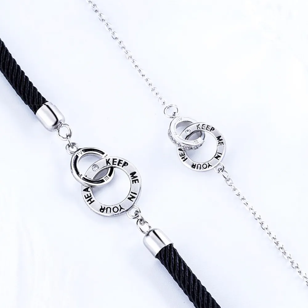 環環相扣情侶手鍊一對925純銀情侶款韓版學生簡約紀念禮物情人節 歷史價格詳細信息