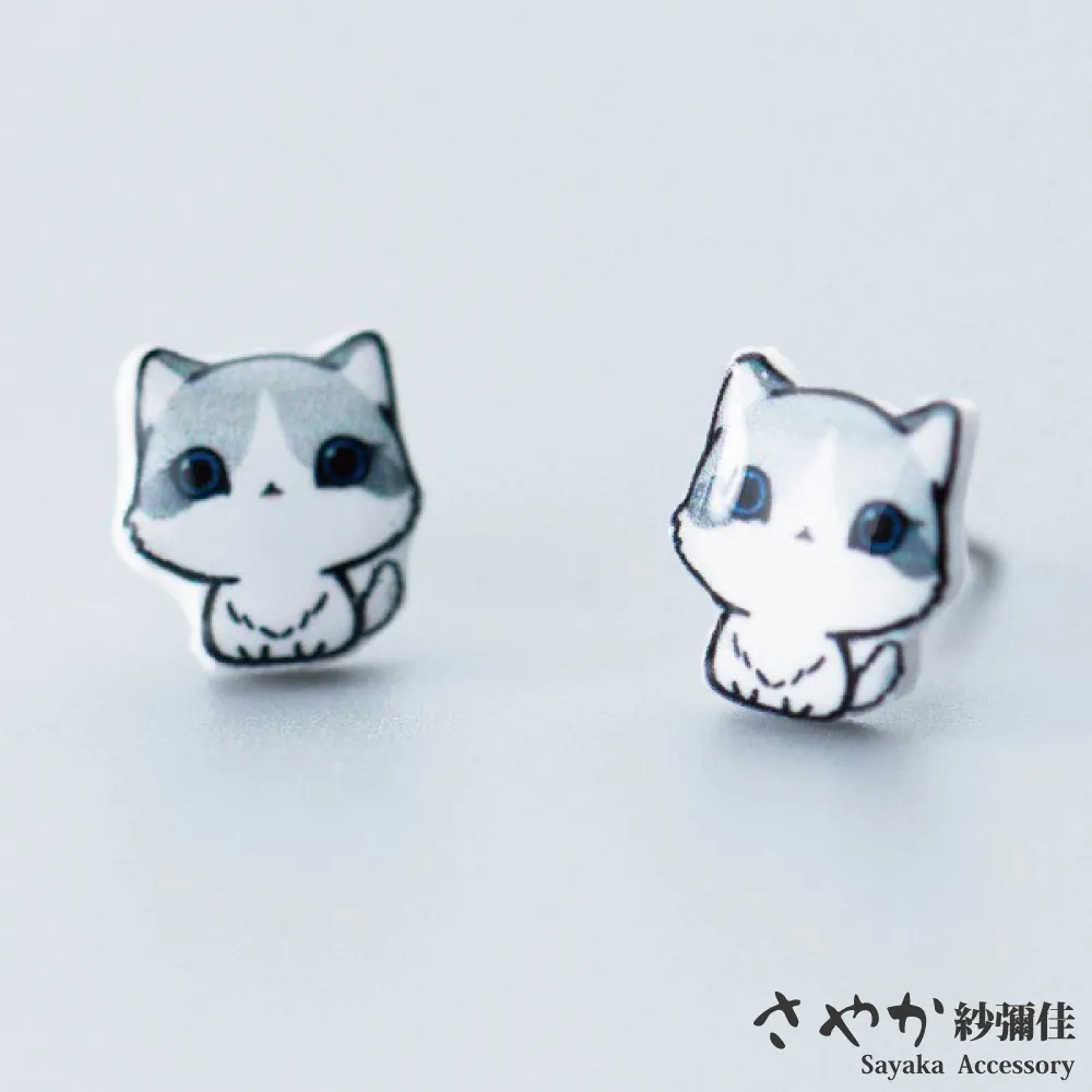 【Sayaka紗彌佳】925純銀可愛萌寵白色小貓不對稱造型耳環 歷史價格詳細信息