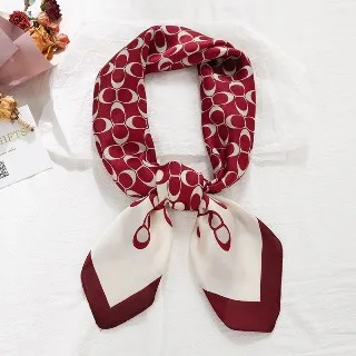 vivi時尚絲巾，春秋夏天新款百搭領巾，小方巾032402卡其咖 歷史價格詳細信息