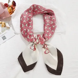 vivi時尚絲巾，春秋夏天新款百搭領巾，小方巾032402卡其咖 歷史價格詳細信息