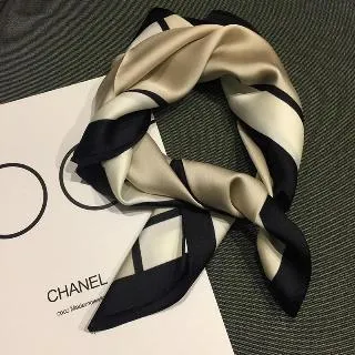 vivi時尚絲巾，春秋夏天新款百搭領巾，小方巾032402卡其咖 歷史價格詳細信息