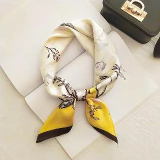 vivi時尚絲巾，春秋夏天新款百搭領巾，小方巾032402卡其咖 歷史價格詳細信息