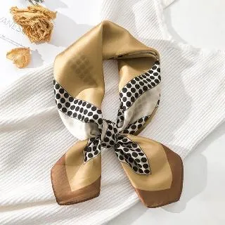 vivi時尚絲巾，春秋夏天新款百搭領巾，小方巾032402卡其咖 歷史價格詳細信息