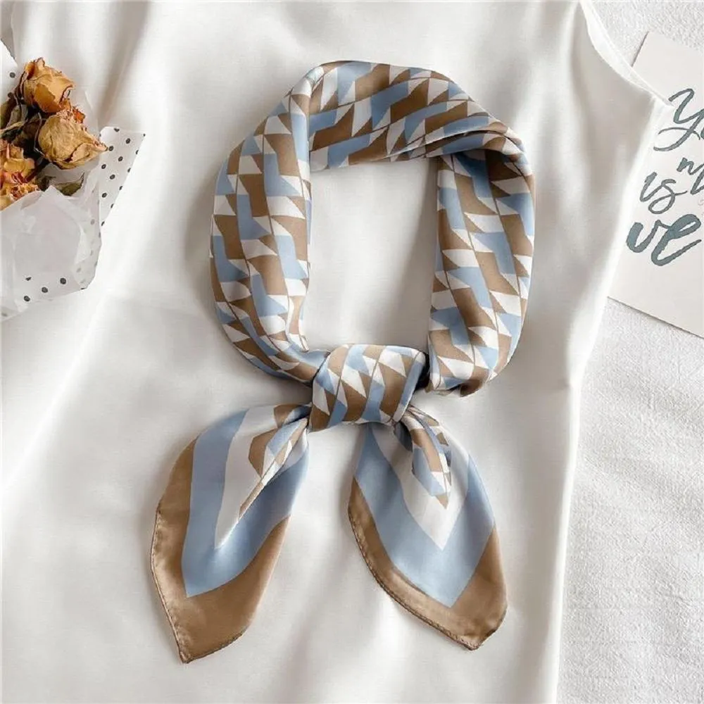 vivi時尚絲巾，春秋夏天新款百搭領巾，小方巾032402卡其咖 歷史價格詳細信息