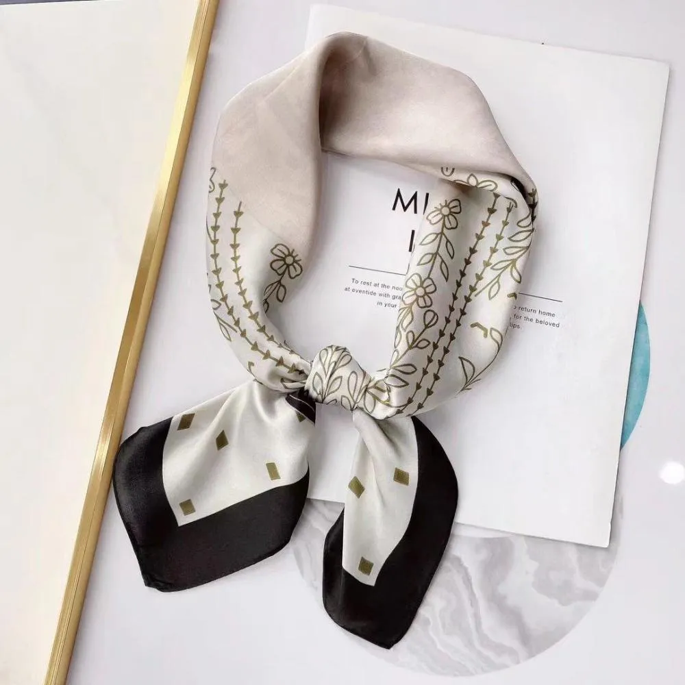 vivi時尚絲巾，春秋夏天新款百搭領巾，小方巾032402卡其咖 歷史價格詳細信息