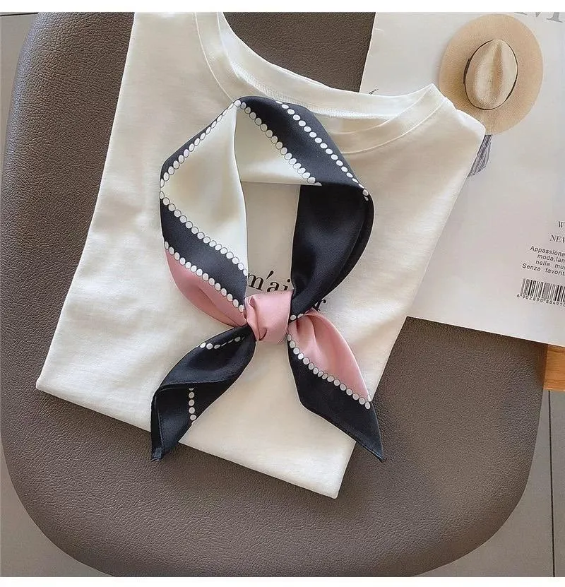 vivi時尚絲巾，春秋夏天新款百搭領巾，小方巾032402卡其咖 歷史價格詳細信息