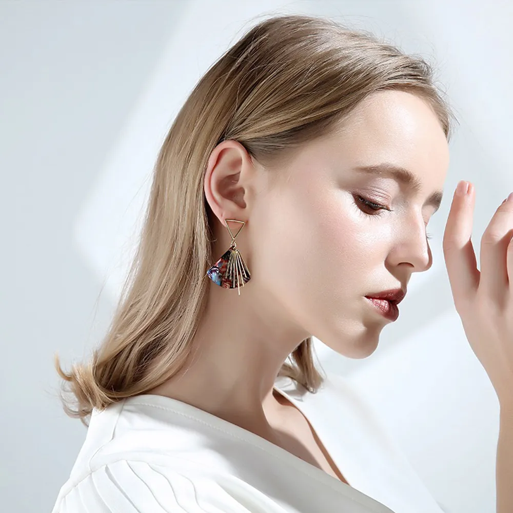 Quenby【AMOR】925純銀 不規則菱形帶鑽點綴長耳環/耳針 歷史價格詳細信息