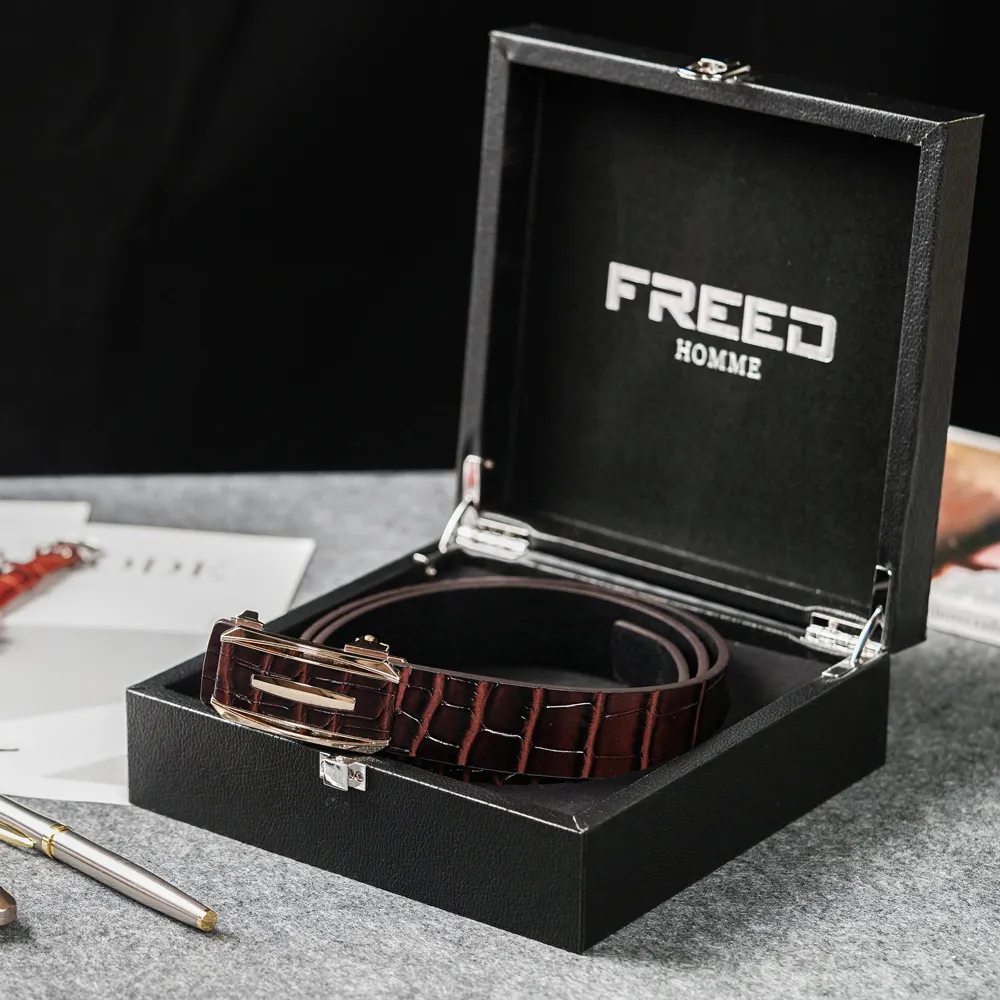 【FREED】方形金屬扣頭商務休閒頭層牛皮自動皮帶 歷史價格詳細信息