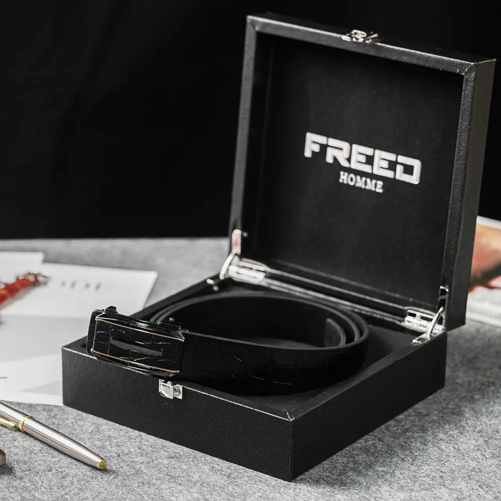 【FREED】方形金屬扣頭商務休閒頭層牛皮自動皮帶 歷史價格詳細信息