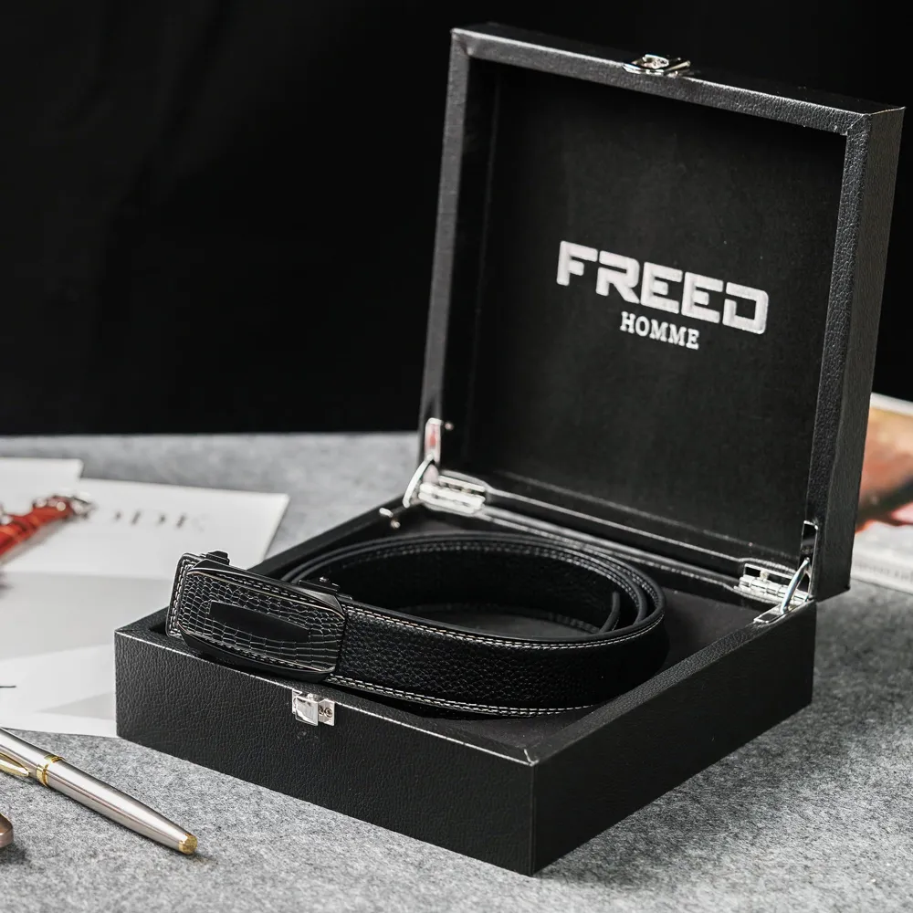 【FREED】方形金屬扣頭商務休閒頭層牛皮自動皮帶 歷史價格詳細信息