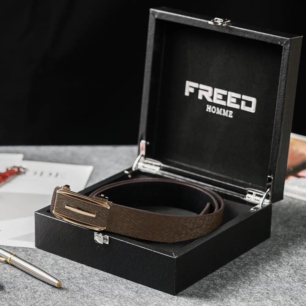 【FREED】方形金屬扣頭商務休閒頭層牛皮自動皮帶 歷史價格詳細信息