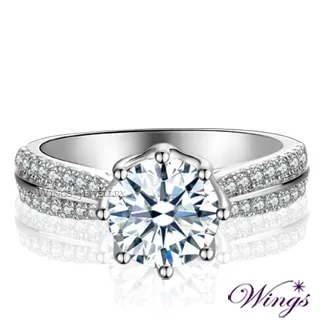 Wings 誓約 頂級八心八箭方晶鋯石 925純銀鍍白K戒指 (窄版) 可做對戒 歷史價格詳細信息