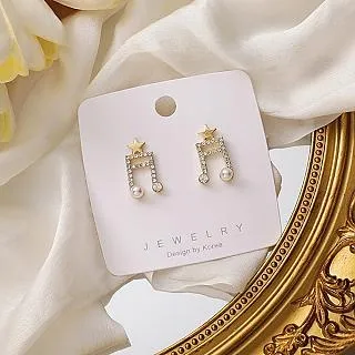 PS MALL珍珠花環925銀針耳釘 蝴蝶結耳環 2入 歷史價格詳細信息