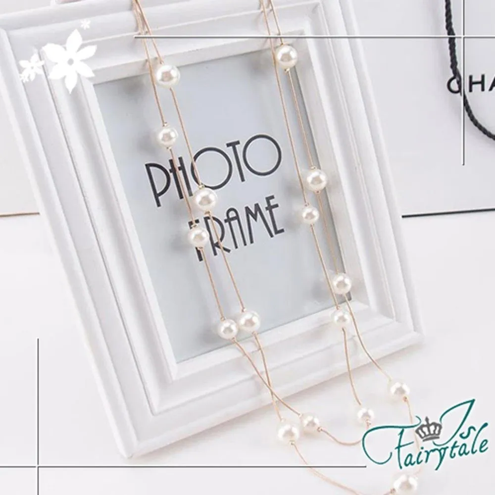 【伊飾童話】雙層疊戴＊大小珍珠多圈長項鍊 歷史價格詳細信息