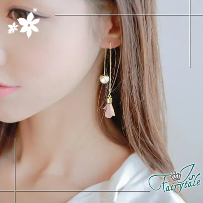 【伊飾童話】珍珠流星＊不對襯流蘇925銀耳針耳環 歷史價格詳細信息