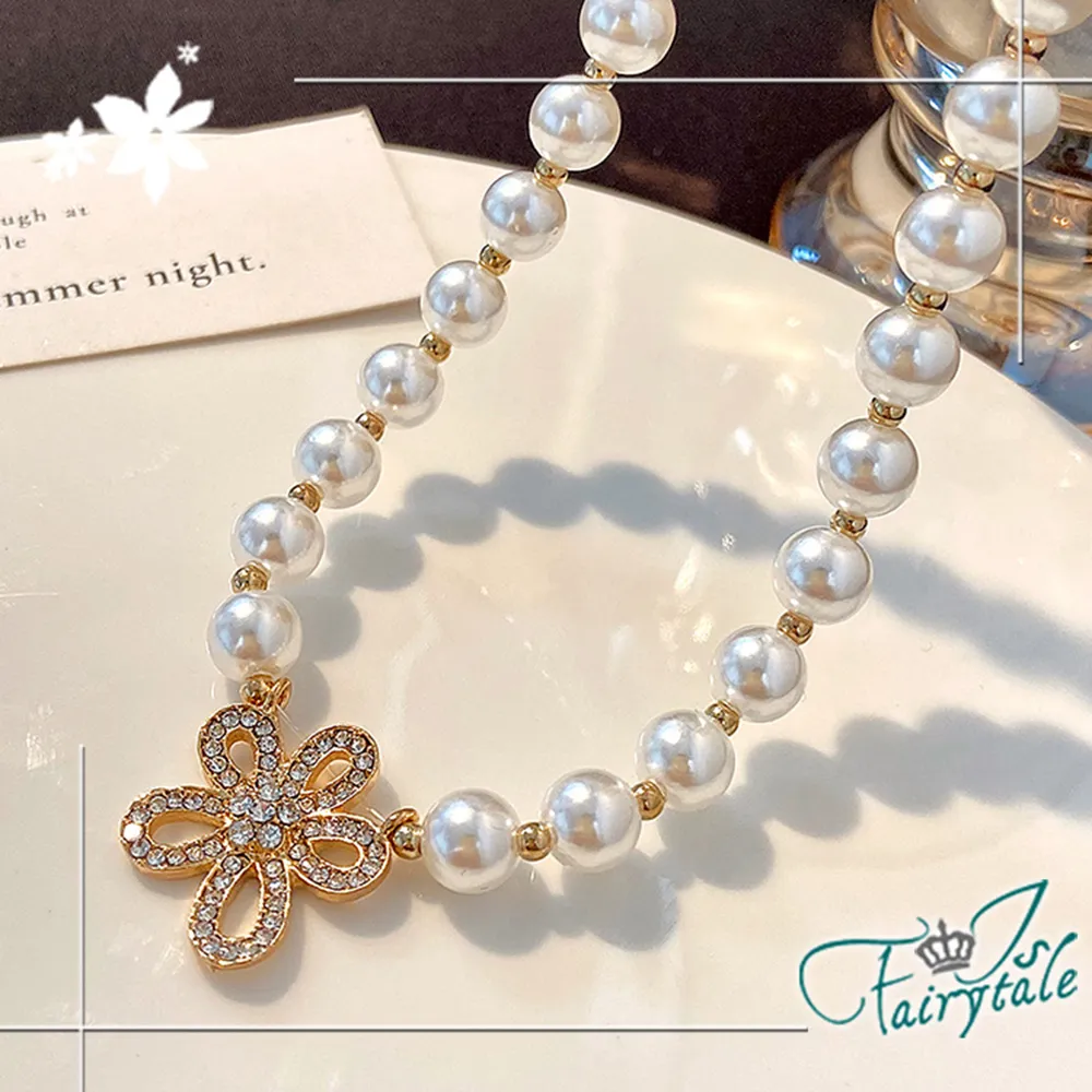 【伊飾童話】珍珠花苞＊水鑽韓風鈦鋼短項鍊/金 歷史價格詳細信息