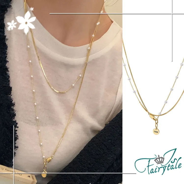 【伊飾童話】雙層疊戴＊大小珍珠多圈長項鍊 歷史價格詳細信息