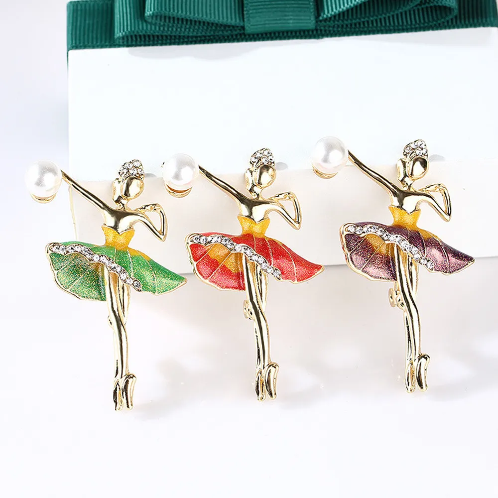 【RJ New York】絕美芭蕾舞者琺瑯釉珍珠鋯石2用胸針別針(3色可選) 歷史價格詳細信息