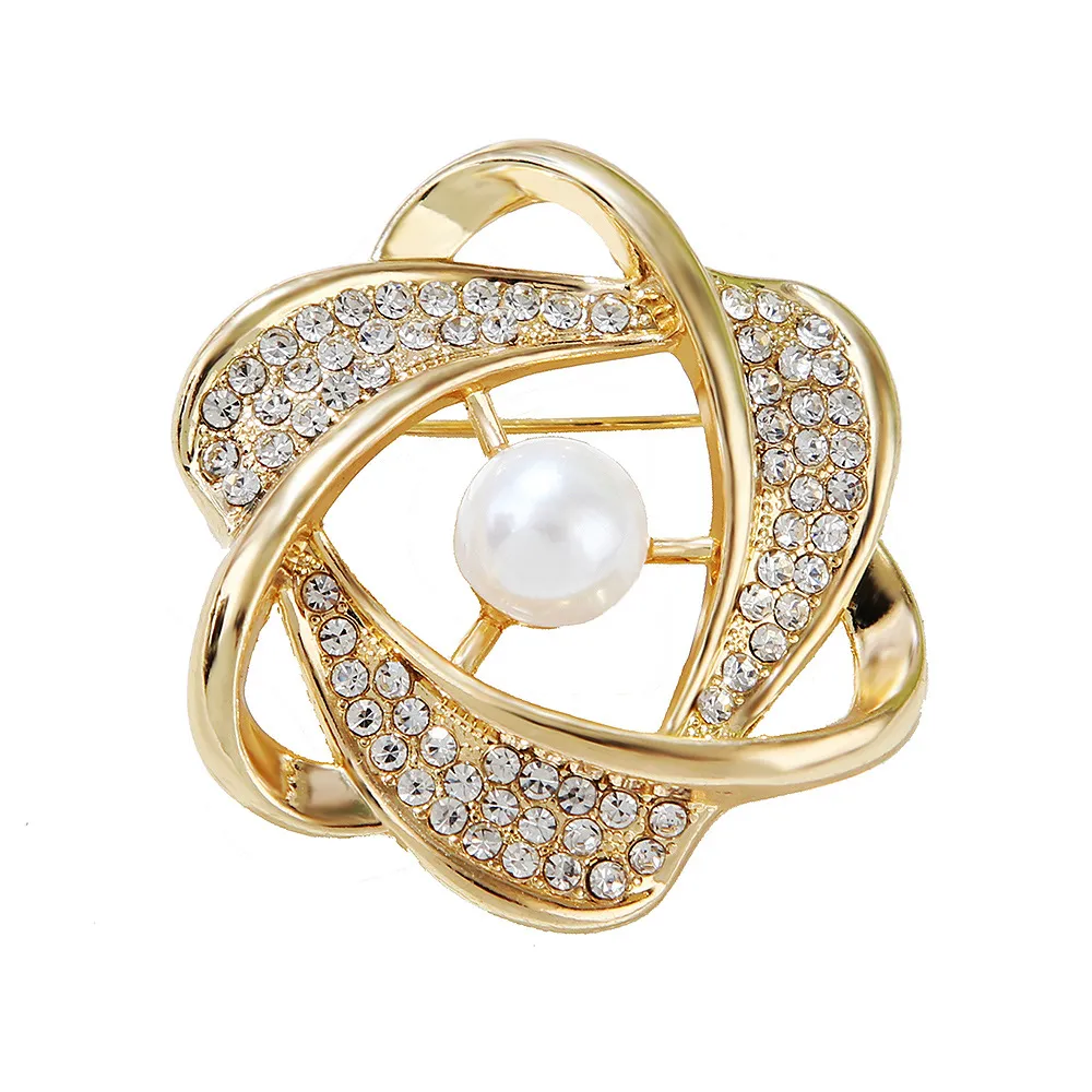 【RJ New York】花瓣螺旋珍珠閃亮鋯石2用絲巾扣胸針(2色可選) 歷史價格詳細信息