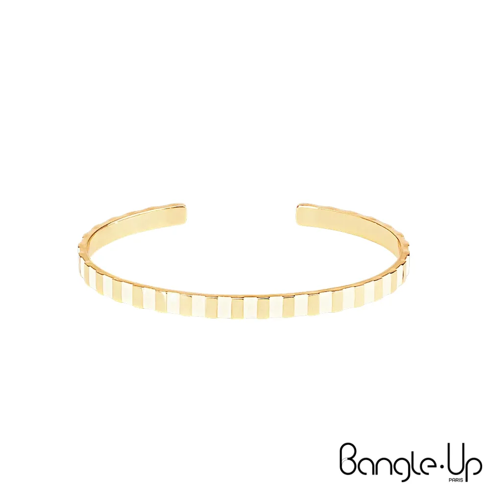【法國 Bangle Up】閃電波紋琺瑯鍍金開口手環-歌劇紅 歷史價格詳細信息