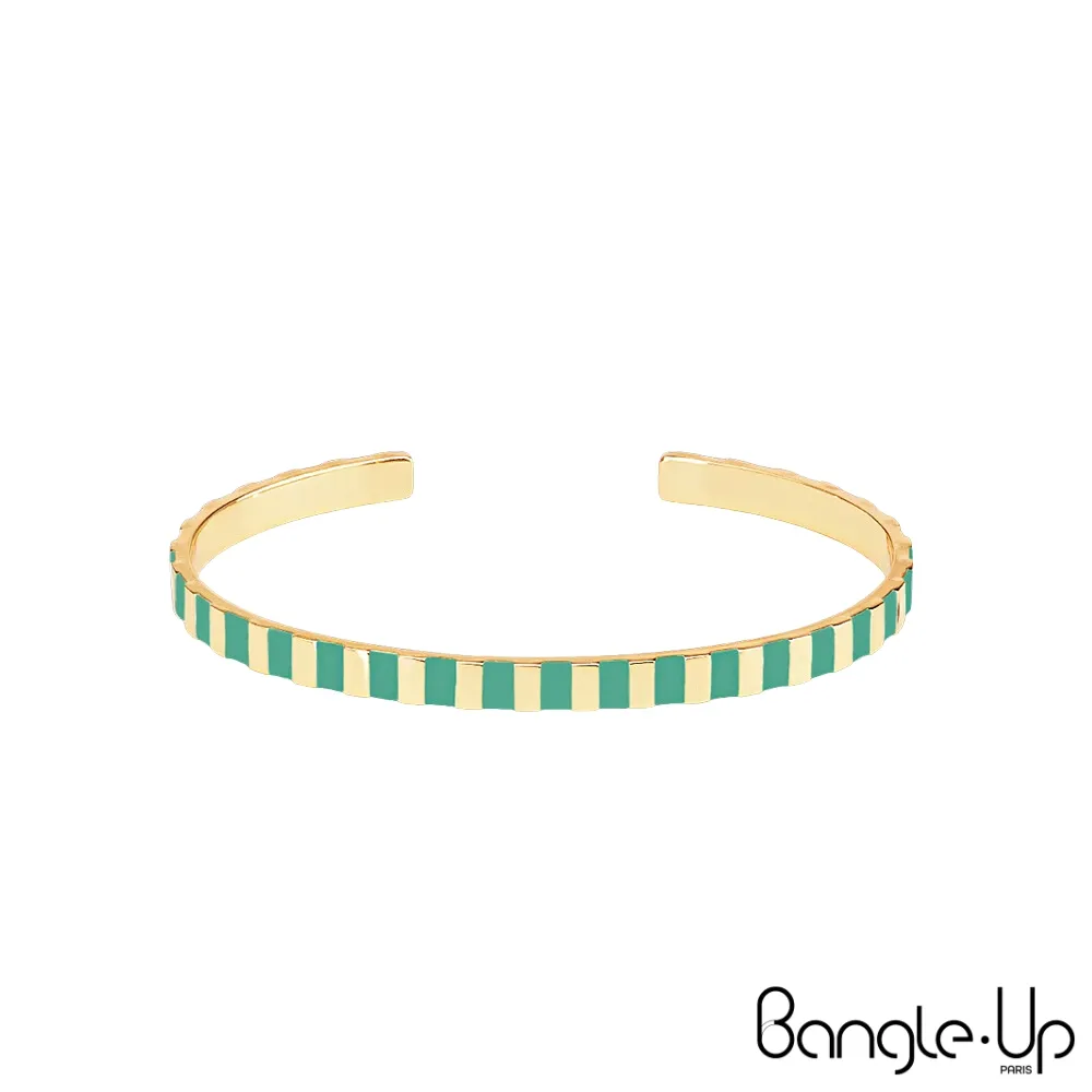 【法國 Bangle Up】閃電波紋琺瑯鍍金開口手環-歌劇紅 歷史價格詳細信息