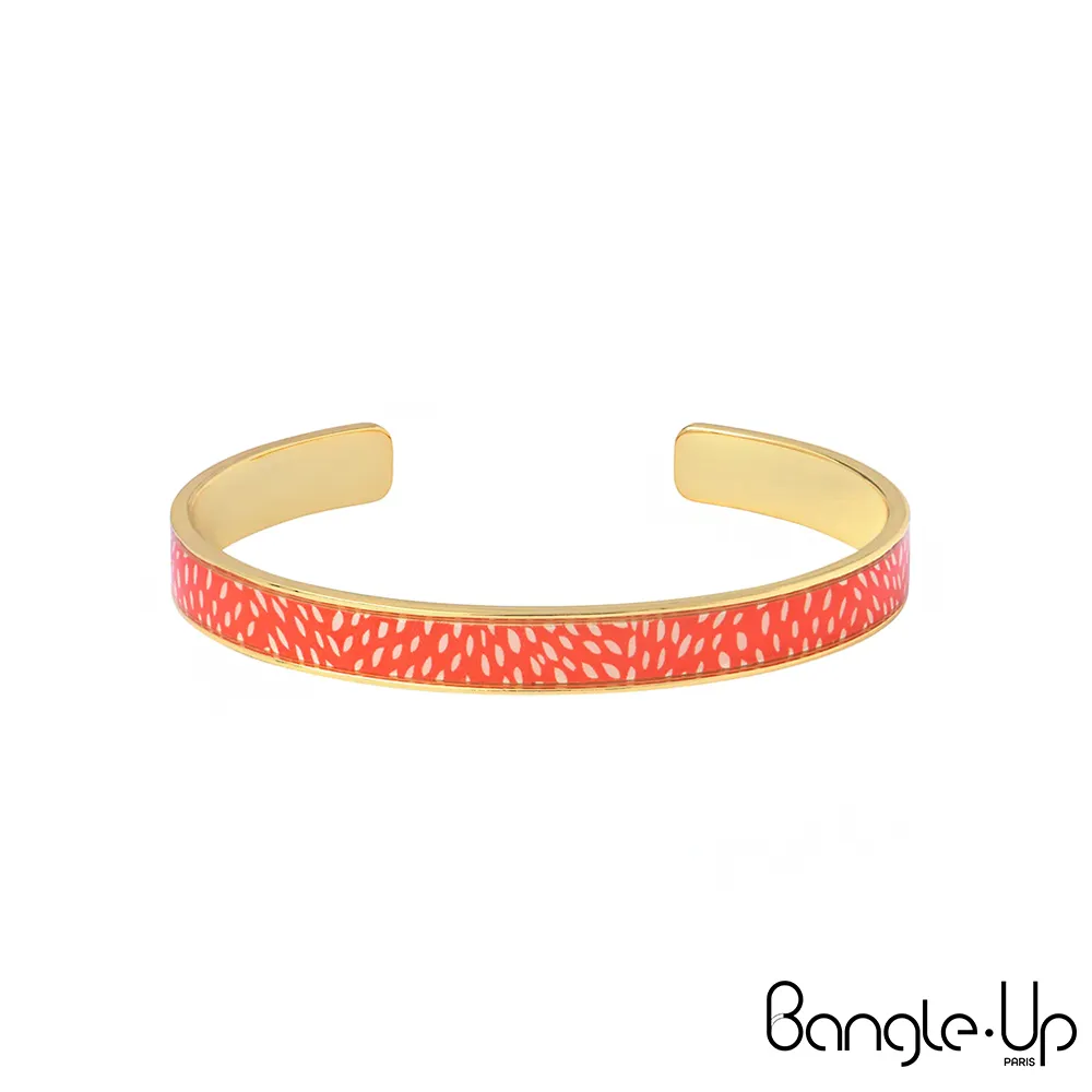 【法國 Bangle Up】閃電波紋琺瑯鍍金開口手環-歌劇紅 歷史價格詳細信息