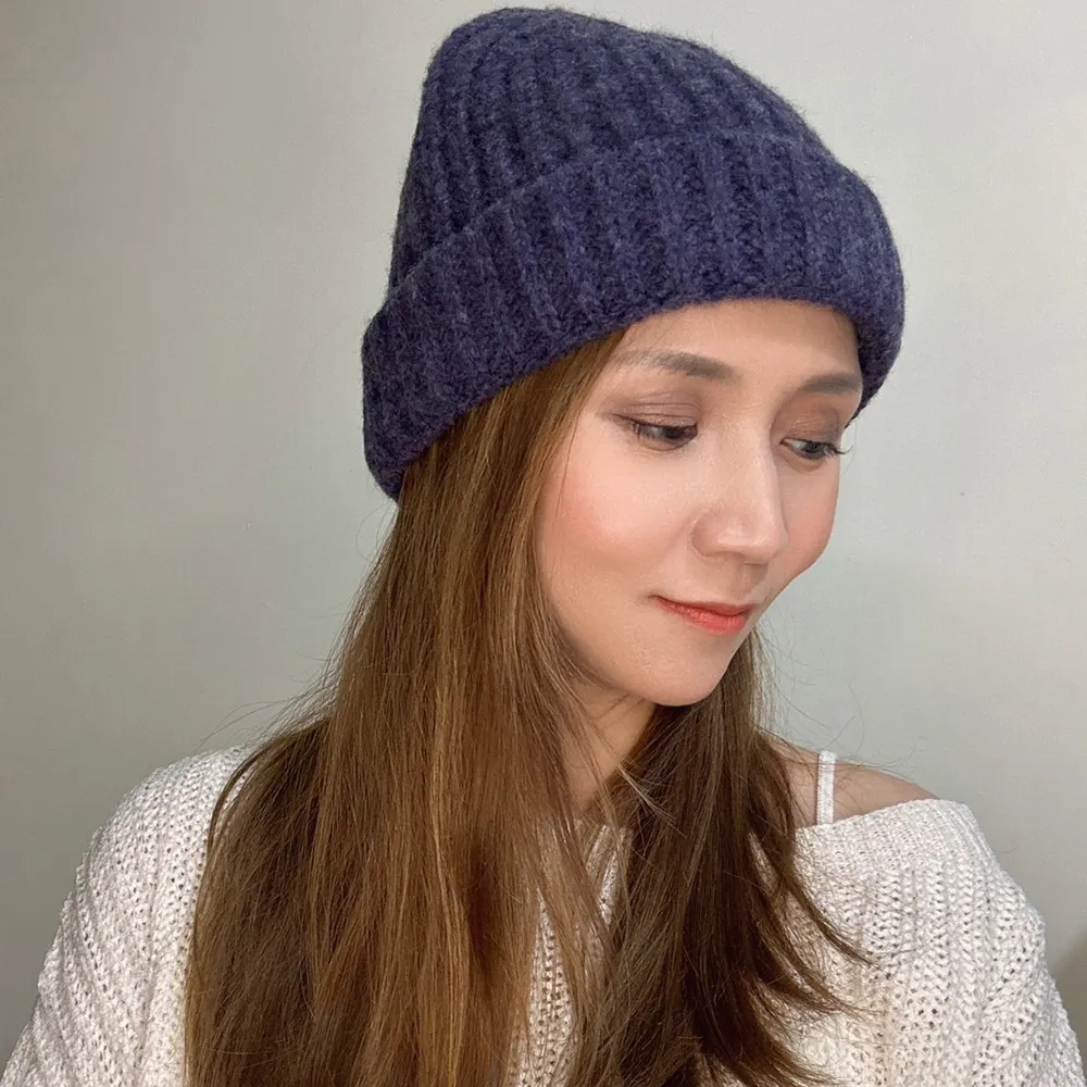 毛線帽【ISW】粗針美麗諾羊毛翻邊毛線帽-粉色 (三色可選) 歷史價格詳細信息