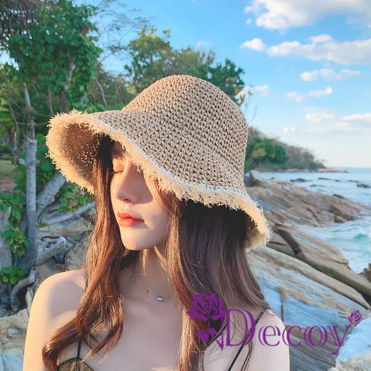 【Decoy】草帽編織＊防曬彈性蝴蝶結遮陽帽/黑 歷史價格詳細信息