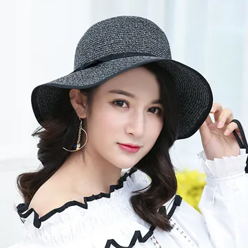 黑色棉麻綁帶拉菲草草帽 大人 帽子 遮陽 防曬帽 草帽 海邊 夏天 現貨 橘魔法【p0061235078549】 歷史價格詳細信息