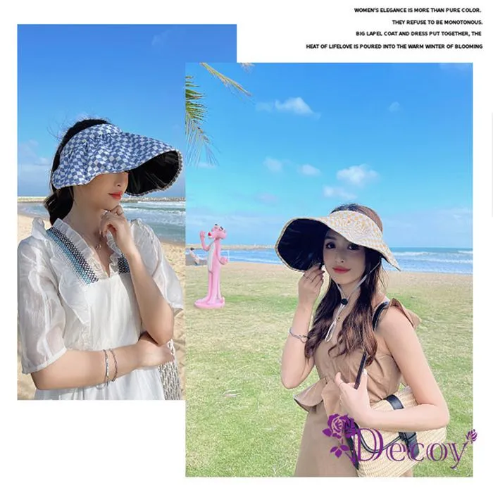 【Decoy】清新格紋＊彈性加大帽沿防曬遮陽帽/顏色可選 歷史價格詳細信息