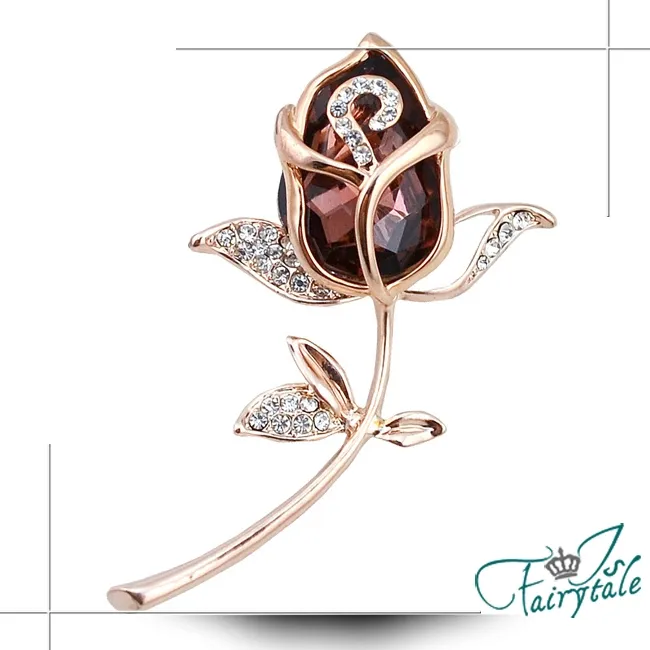 【伊飾童話】水晶鬱金香＊水鑽金繽胸針/白 歷史價格詳細信息