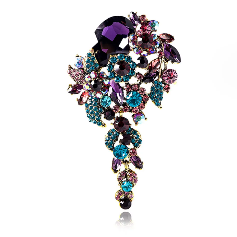 【RJNewYork】璀燦盛開杜鵑花鑲水鑽宴會胸針別針兩用(4色可選) 歷史價格詳細信息