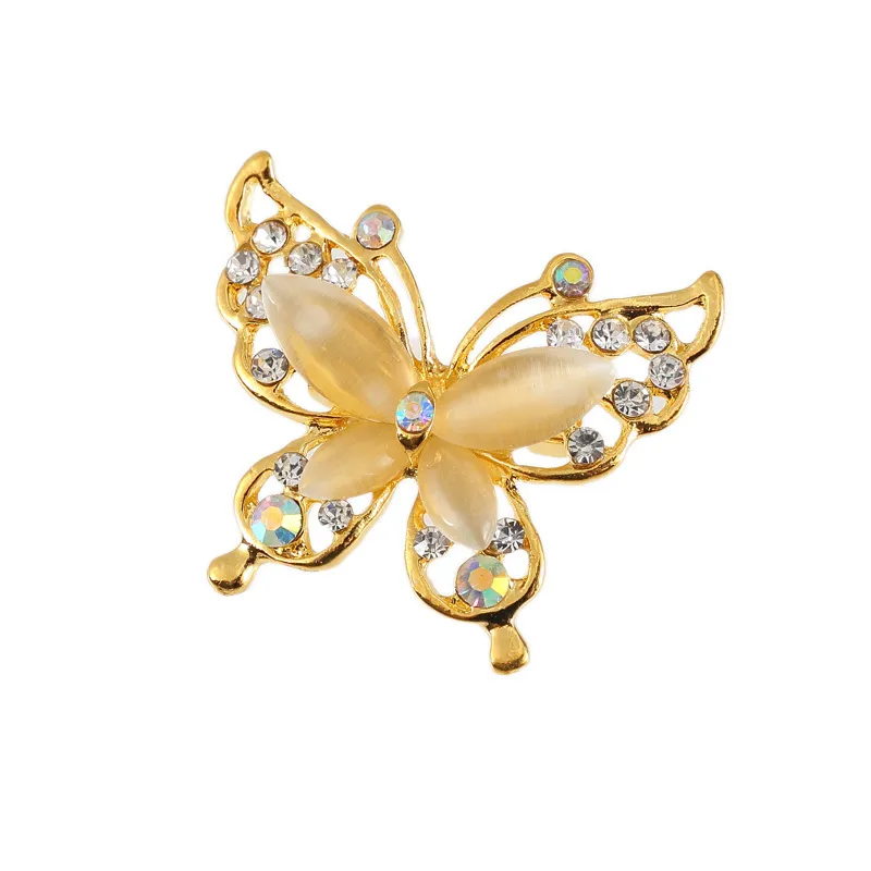 【RJNewYork】幻彩蝴蝶貓眼石水晶水鑽胸針別針2用(2款可選) 歷史價格詳細信息